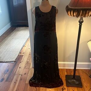 Beautiful Black Silk Citron Dress with Velvet Florals